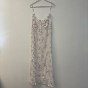 Floral Maxi Dress in White and Pink